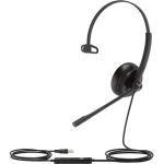 Yealink USB Wired Headset - Mono - USB - Wired - 32 Ohm - 20 Hz - 20 kHz - Over-the-head - Monaural - Uni-directional  Electret Microphone - Noise Canceling - Black