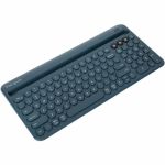 Targus Multi-Device Bluetooth Antimicrobial Keyboard with Tablet/Phone Cradle (Blue) - Wireless Connectivity - Bluetooth - English - Tablet PC  Smartphone - PC  Mac - AAA Battery Size S