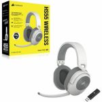 Corsair HS55 WIRELESS Gaming Headset - White - Stereo - Wireless - Bluetooth - 50 ft - 32 Ohm - 20 Hz - 20 kHz - On-ear  Over-the-head - Binaural - Omni-directional Microphone - White