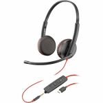 Poly Blackwire C3225 Headset - Microsoft Teams Certification - Stereo - Mini-phone (3.5mm)  USB Type C - Wired - 32 Ohm - 20 Hz - 20 kHz - Over-the-head  Over-the-ear - Binaural - Supra