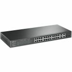 TP-Link JetStream 24-Port 10/100Mbps + 4-Port Gigabit Smart Switch with 24 Port PoE+ - 24 Ports - Manageable - Gigabit Ethernet - 1000Base-X  10/100/1000Base-T - 2 Layer Supported - 2 S
