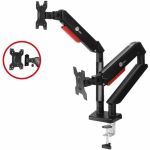 SIIG Dual Monitor Gas Spring Arm Desk Mount - 13in to 32in - Max Load 22 lbs - VESA 75/100mm - SIIG Dual Monitor Gas Spring Arm Desk Mount - Fits 13in to 32inmonitor - Max load up to 22