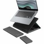 Logitech 920-011236 Casa Pop-Up Desk Work From Hom Kit with Laptop Stand Wireless Keyboard & Touchpad Bluetooth USB C Charging