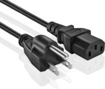 5-15P 3-Prong to IEC320 C13 10' 18AWG 10A ETL Listed Power Cord Cable Black