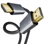 HDMI A Male to A Male Braided Cable Support 8K@60Hz / 4K@120Hz Resolution 10ft Grey
