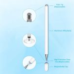 JB06 2-in-1 High Sensitive & Precision Capacitive Stylus Pen(Disc & Fiber Tip) White