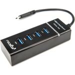 Rocstor Premium Slim Portable 4 Port Hub - USB-C to 4x USB-A Slim Hub - USB 3.0 Hub - Bus Powered - Black - USB C to USB Type-A Hub - USB Type C - External - USB-C 3.1 to 4 USB Type-A 3