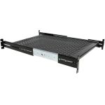 StarTech UNISLDSHF19 2U Adjustable Mounting Depth Vented Sliding Rack Mount Shelf Black