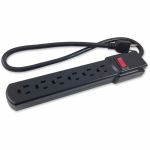 Comprehensive 6-Outlet Black Surge Protector 6Ft AC Cord - 6 x AC Power - 6 ft Cord - 90 J Surge Energy - 15 A Current - 120 V AC Voltage - 1875 W - Black