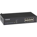 Black Box Ethernet Switch - 8 Ports - Gigabit Ethernet - 10/100/1000Base-TX - TAA Compliant - 2 Layer Supported - Twisted Pair - 1U High - Rack-mountable - 1 Year Limited Warranty