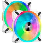 Corsair CO-9050106-WW iCUE QL140 RGB 140mm PWM Dual White Fan Kit with Lighting Node Core PWM 26dBA 550-1250 RPM