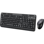 Adesso Antimicrobial Wireless Desktop Keyboard and Mouse - USB Membrane Wireless RF 2.40 GHz Keyboard - 104 Key - English (US) - Black - USB Wireless RF Mouse - Optical - 1200 dpi - Scr