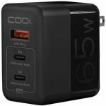 CODi Dual Port 65W GaN Wall Charger/AC Adapter (USB-C  USB-A Outputs) - 65W - GaN - USB Type-C - USB Type-A