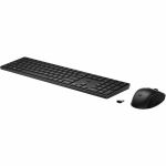 HP 650 Wireless Keyboard and Mouse Combo (4R013AA) - USB Type A Plunger Wireless RF 2.40 GHz Keyboard - Black - USB Type A Wireless RF Mouse - Multi Surface - 4000 dpi - 3 Button - Scro