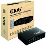 Club 3D 3 to 1 HDMI 8K60Hz/4K120Hz Switch - 7680 x 4320 - 3 x 3 - Notebook  Computer - 1 x HDMI Out - 60 Hz