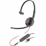 Poly Blackwire 3215 Monaural USB-A Headset - Mono - Mini-phone (3.5mm)  USB Type A - Wired - 32 Ohm - 20 Hz - 20 kHz - On-ear  Over-the-head - Monaural - Supra-aural - 7.45 ft Cable - N