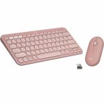 Logitech Pebble 2 Combo Wireless Keyboard and Mouse - USB Type A Wireless Bluetooth Keyboard - Tonal Rose - USB Type A Wireless Bluetooth Mouse - Optical - 4000 dpi - 3 Button - Scroll