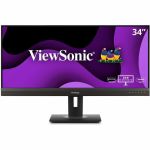 ViewSonic Ergonomic VG3456A - 34in 21:9 Ultrawide 1440p IPS Monitor with Built-In Docking  100W USB-C  RJ45 - 300 cd/m&#178; - ViewSonic VG3456A 34 Inch 21:9 UltraWide QHD 1440p IPS Mon