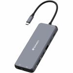 Verbatim USB-C &trade;Pro Multiport Hub CMH 14 - 14 Ports - for Monitor - Charging Capability - Memory Card Reader - SD  microSD - USB Type C - 3 Displays Supported - Full HD  4K - 1920