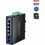 TRENDnet 5-Port Hardened Industrial Gigabit DIN-Rail Switch  TI-G51SC  1 x Multi-Mode SC Port  4 x Gigabit Ports  10Gbps  IP30 Rated  Lifetime Protection  Black - 5 Ports - Gigabit Ethe