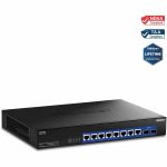 TRENDnet 10-Port 10G Unmanaged Switch  TEG-S7102  8 x 10G  RJ-45 Ports  2 x 10G SFP+ Ports  200Gbps Switching Capacity   Rackmount Design  Lifetime Protection  Black - 8 Ports - 10 Giga