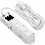 Eaton Tripp Lite Series Safe-IT UL 1363A Medical-Grade Power Strip for Patient Care Vicinities  4 Hospital-Grade Outlets  Load Monitor  Safety Covers  Antimicrobial  15 ft. (4.6 m) Cord