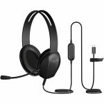 Cyber Acoustics AC-4014 Headset - Stereo - USB Type C - Wired - 32 Ohm - 20 Hz - 20 kHz - Over-the-head  On-ear - Binaural - Supra-aural - 6 ft Cable - Uni-directional Microphone