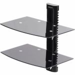 StarTech.com Dual Floating Wall-Mounted AV Shelves  Adjustable Height Shelf For Under TV A/V Equipment  Black Tempered Glass Shelves - Floating wall-mount AV shelves are 5mm thick black