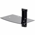 StarTech.com Floating Wall-Mounted AV Shelf  Adjustable Height Shelf For Under TV A/V Equipment  Black Tempered Glass Shelf - Floating wall-mount AV shelf is 5mm thick black tempered gl