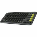 Logitech POP ICON KEYS Wireless Bluetooth Keyboard  Comfortable Typing  Programmable Keys  Easy-Switch Between up to 3 Devices (Graphite & Green) - Wireless Connectivity - Bluetooth - 3