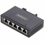 StarTech.com 5-Port Unmanaged Industrial Network Switch  10/100/1000 Ethernet  DIN Rail/Wall-Mount  IP30 Rated  -40F-167F  9~60V DC  TAA - Expand your network connectivity with simple p