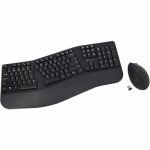 V7 Bluetooth Split Ergonomic Keyboard and Mouse Combo - Business - US Layout - English (US) - QWERTY - Black - Wireless Connectivity - Bluetooth - RF - 2.4GHz - Full Size - Padded Palm