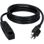 QVS 2-Pack 3-Outlet 3-Prong 15ft Power Extension Cord - NEMA 5-15P - 3 x NEMA 5-15R - 15 ft Cord - 13 A Current - 120 V AC Voltage - 1625 W - Wall Mountable - Black