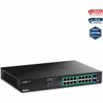 TRENDnet 18-Port Gigabit EdgeSmart PoE+ Switch  TPE TG182ES  240W PoE Power Budget  16 x Gigabit PoE+ Ports  2 x Gigabit SFP Ports  Managed Network Ethernet Switch  Lifetime Protection