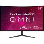 ViewSonic OMNI VX3218C-2K 32 Inch Curved 1ms 1440p 165hz Gaming Monitor with FreeSync Premium  Eye Care  HDMI and Display Port - 32in OMNI Gaming Monitor - QHD 2560 x 1440p Resolution -