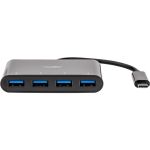 Rocstor Premium Portable 4 Port Hub - USB-C to 4x USB-A Slim Hub - USB 3.0 Hub - Bus Powered - Black - USB C to USB Type-A Hub - USB Type C - External - USB-C 3.1 to 4 USB Type-A 3.0 Po