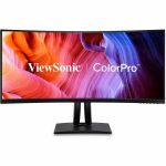 ViewSonic ColorPro VP3456a - 34in 21:9 Curved UWQHD Monitor with 75Hz  FreeSync  100W USB C  RJ45  sRGB - 400 cd/m&#178; - ViewSonic VP3456A 34 Inch UltraWide QHD 1440p Curved Monitor w