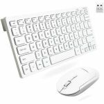 Macally Keyboard & Mouse - USB Type A Scissors Wireless RF 2.40 GHz Keyboard - 78 Key - White - USB Type A Wireless RF Mouse - Optical - 1600 dpi - 3 Button - Scroll Wheel - White - Sym