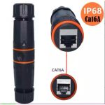 CAT6A STP Shielded IP68 Waterproof  RJ45 Connector F/F Black/Orange