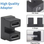 100W USB C U Shape 180 Degree Female to Female Adapter 40Gbps Support 8K@60Hz Black