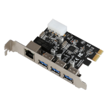 EDUP EP-9618S 3-Port USB 3.0 & Gigabit EthernetPCI-E Adapter (4pin Molex Power) Black