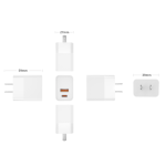 Unitek P1124AWH01-US 20W 2-Port Wall Charger (USB-A QC + USB-C PD) White