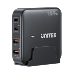 Unitek P1229ABK 100W 4-in-1 Desktop GaN Charger (2*USB-C PD + 2*USB-A QC3.0) with Power Cord Black