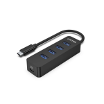 Unitek H1117B USB3.2 Type-C to USB 4 Port 
HUB with USB-C Power Port support 5Gbps Black