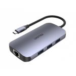 Unitek D1071A 9-in-1 USB-C Hub with 3*USB-A 5Gbps + USB-C 5Gbps + HDMI 4K 60Hz + Gigabit Ethernet + SD/Micro SD + PD 100W Nylon