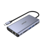 Unitek D1019B 8-in-1 USB-C 5Gbps Aluminium Multi-Port Hub with Power Delivery (2-Port USB3.0 + HDMI + VGA + SD + Audio +