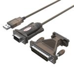 Unitek Y-105A USB to Serial Converter Brown with DB9F to DB25M (Parallel) Adapter