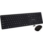 V7 Bluetooth Slim Keyboard and Mouse Combo - USB Wireless Bluetooth/RF 2.40 GHz Keyboard - English (US) - Black - USB Wireless Bluetooth/RF Mouse - Optical - 1600 dpi - 4 Button - Black