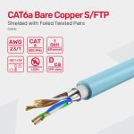 Unitek C18121BL S/FTP CAT 6A RJ45 Network Cable 4P*1/0.56CU LSZH 96/0.12ALM 23AWG 305M 1000' Blue