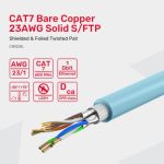 Unitek C18122BL S/FTP CAT 7 RJ45 Network Cable 4P*1/0.56CU LSZH 96/0.12ALM 23AWG 305M 1000' Blue